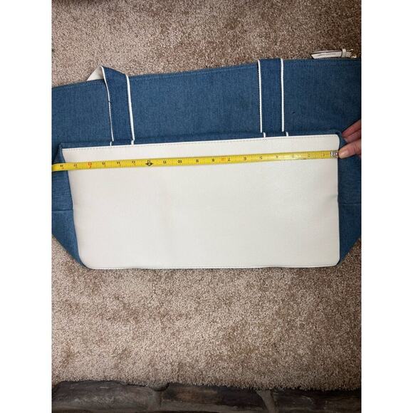 Draper James Chambray Savannah Large Duffle Bag blue white Coastal Resort Travel - Picture 16 of 16